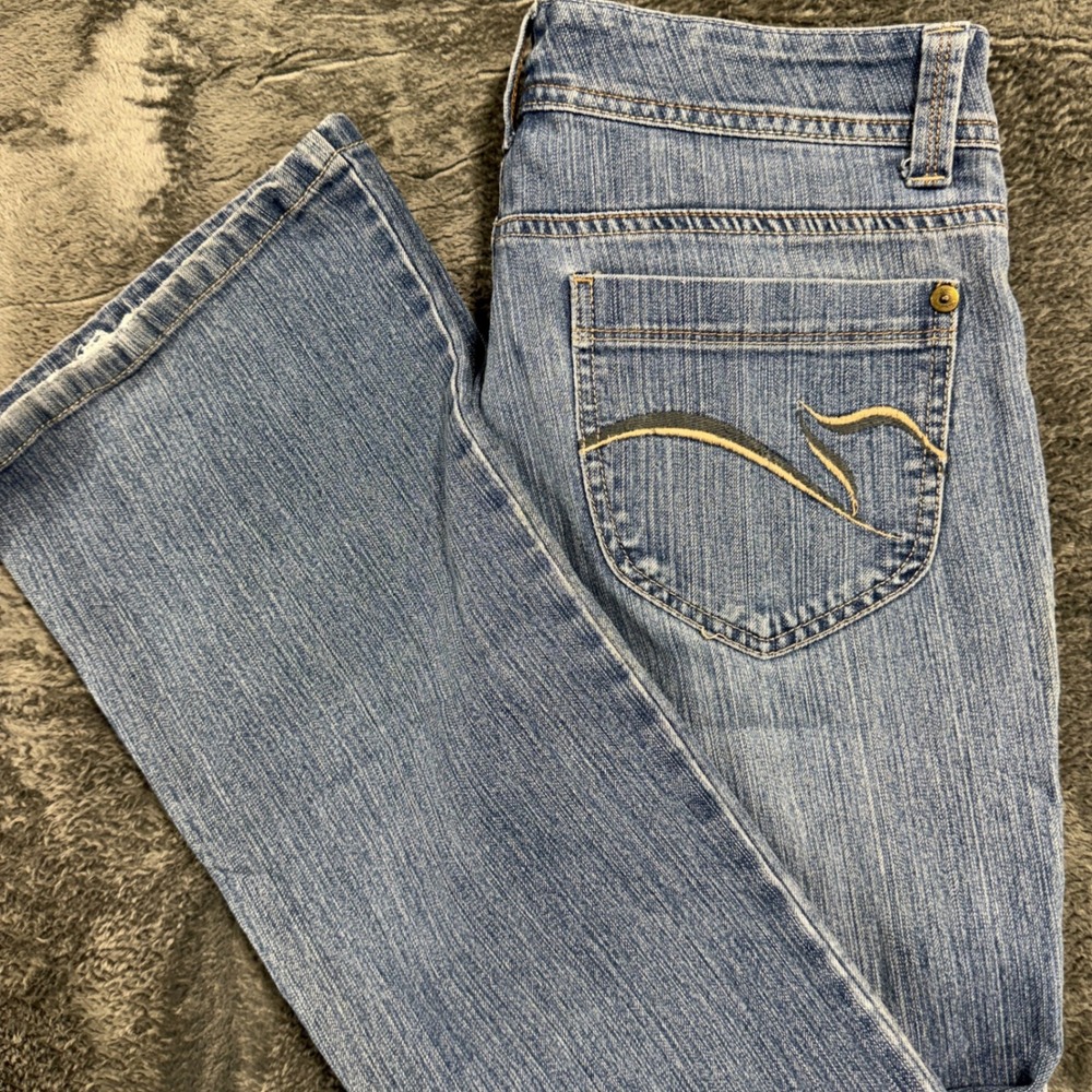 Gloria‎ Vanderbilt Bootcut Jeans Womens 6 Blue Stretch Embroidered Pockets 2004